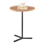 Table d'appoint ovale noire/naturelle avec pied en métal en Y