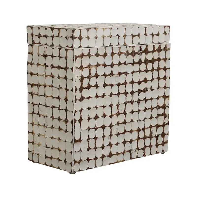 Table d'appoint carrée blanche – 1 pièce, mosaïque de coquilles de noix de coco
