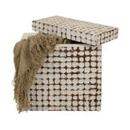 Table d'appoint carrée blanche – 1 pièce, mosaïque de coquilles de noix de coco