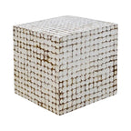 Table d'appoint carrée blanche – 1 pièce, mosaïque de coquilles de noix de coco