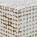 Table d'appoint carrée blanche – 1 pièce, mosaïque de coquilles de noix de coco