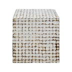 Table d'appoint carrée blanche – 1 pièce, mosaïque de coquilles de noix de coco