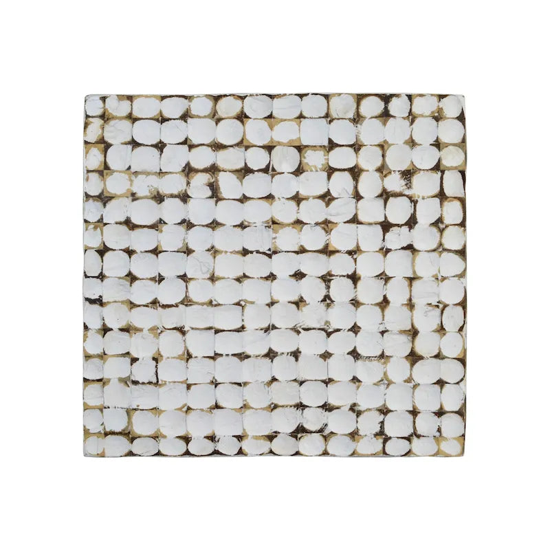 Table d'appoint carrée blanche – 1 pièce, mosaïque de coquilles de noix de coco
