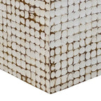 Table d'appoint carrée blanche – 1 pièce, mosaïque de coquilles de noix de coco