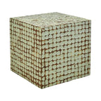 Table d'appoint carrée blanche – 1 pièce, mosaïque de coquilles de noix de coco