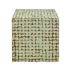 Table d'appoint carrée blanche – 1 pièce, mosaïque de coquilles de noix de coco