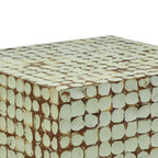 Table d'appoint carrée blanche – 1 pièce, mosaïque de coquilles de noix de coco