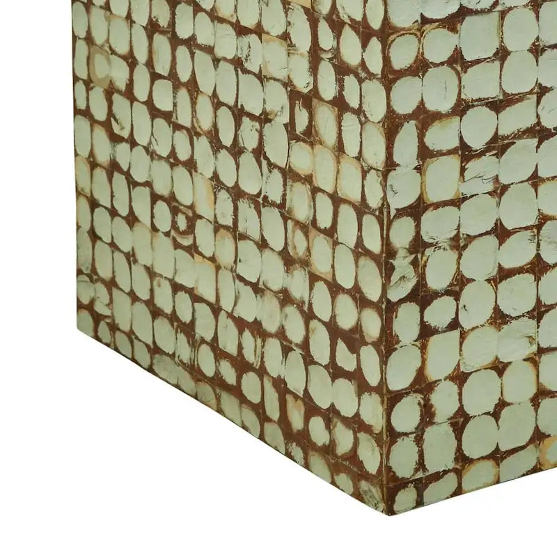 Table d'appoint carrée blanche – 1 pièce, mosaïque de coquilles de noix de coco