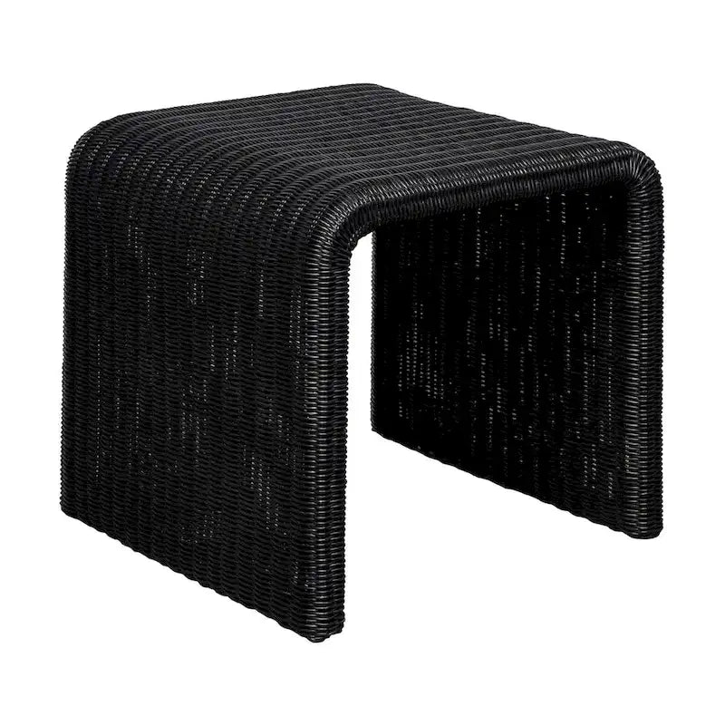 Table d'appoint carrée en rotin tressé noir – 1 pièce