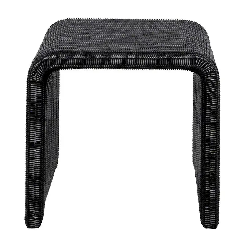 Table d'appoint carrée en rotin tressé noir – 1 pièce