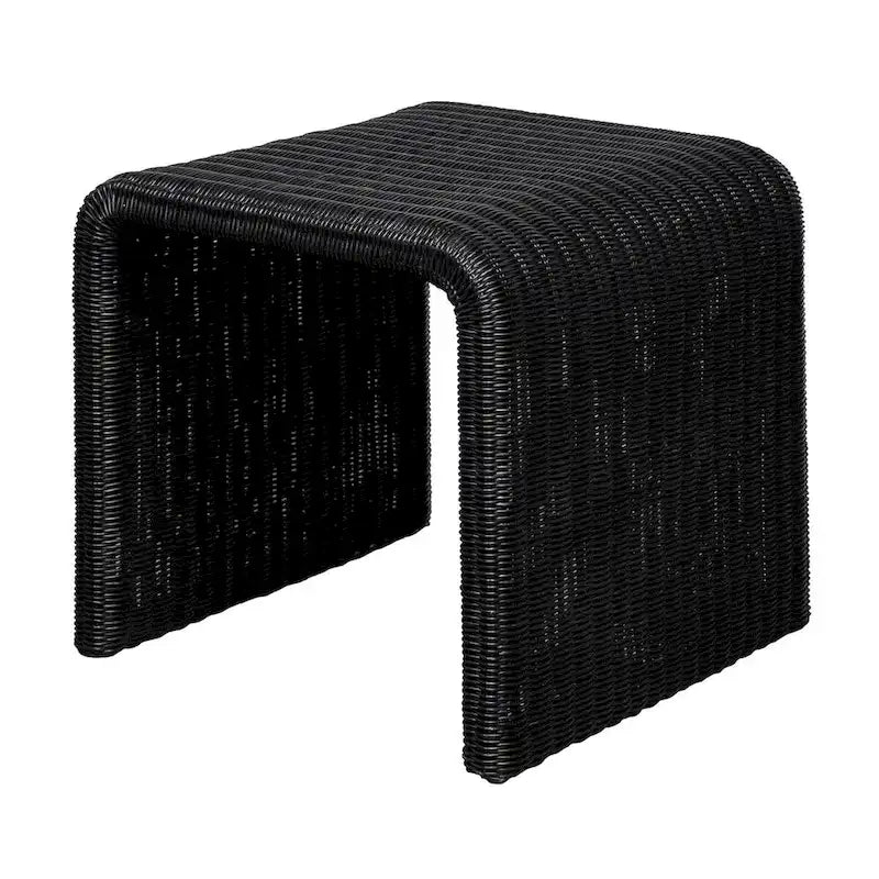 Table d'appoint carrée en rotin tressé noir – 1 pièce