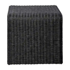 Table d'appoint carrée en rotin tressé noir – 1 pièce