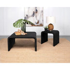 Table d'appoint carrée en rotin tressé noir – 1 pièce