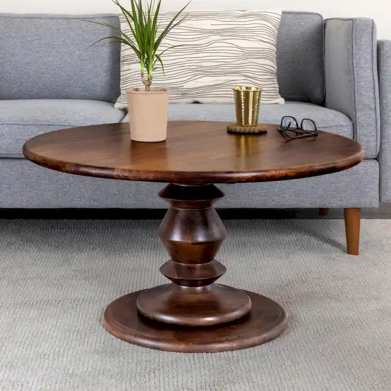 Table basse piédestal en bois massif Berns