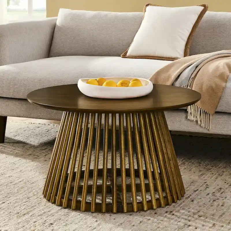 Table basse carrée en bois, profil bas, 1 place, salon, marron / noyer foncé / noir