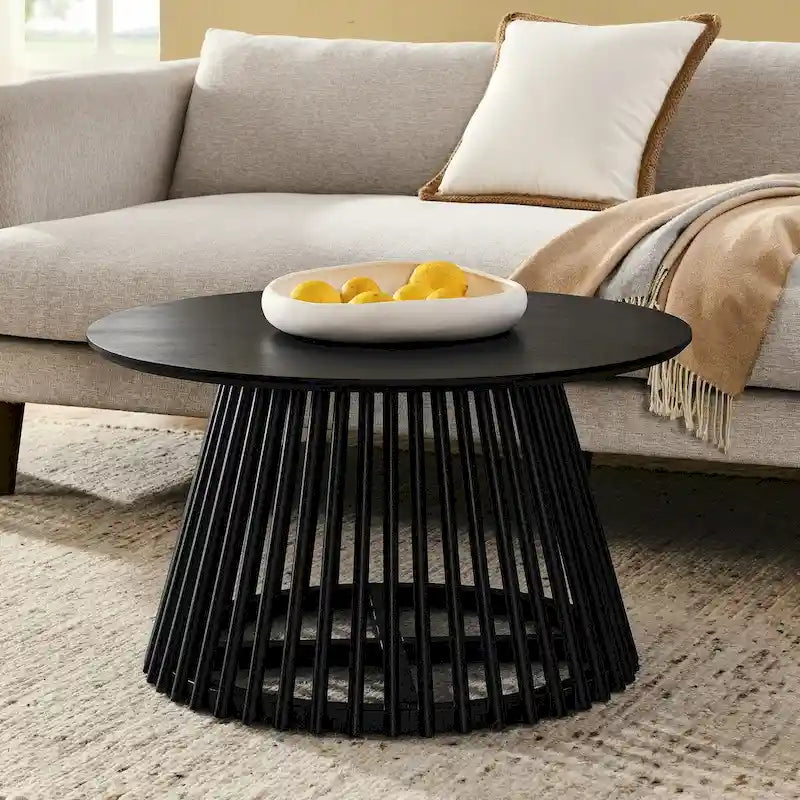 Table basse carrée en bois, profil bas, 1 place, salon, marron / noyer foncé / noir