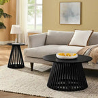Table basse carrée en bois, profil bas, 1 place, salon, marron / noyer foncé / noir