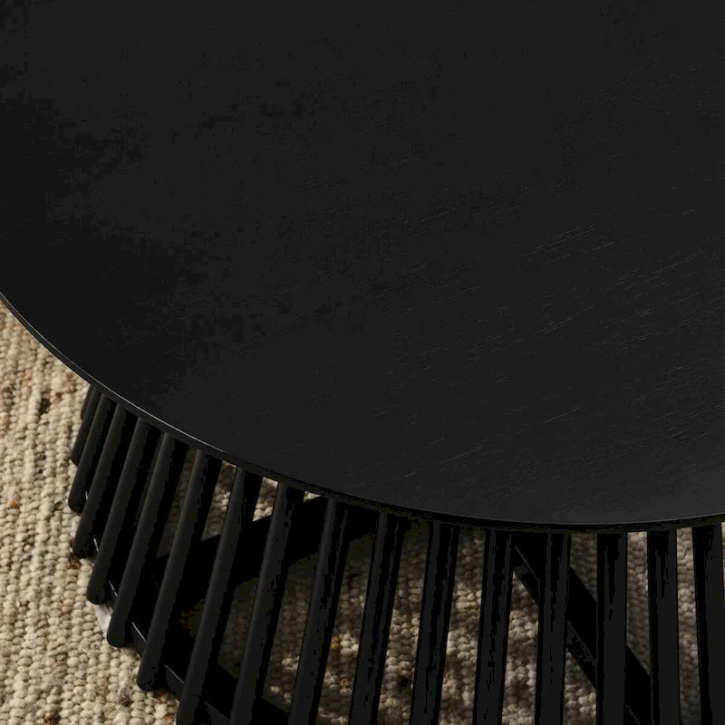 Table basse carrée en bois, profil bas, 1 place, salon, marron / noyer foncé / noir