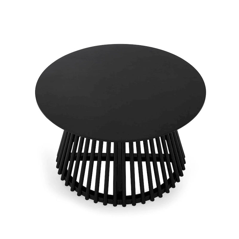 Table basse carrée en bois, profil bas, 1 place, salon, marron / noyer foncé / noir