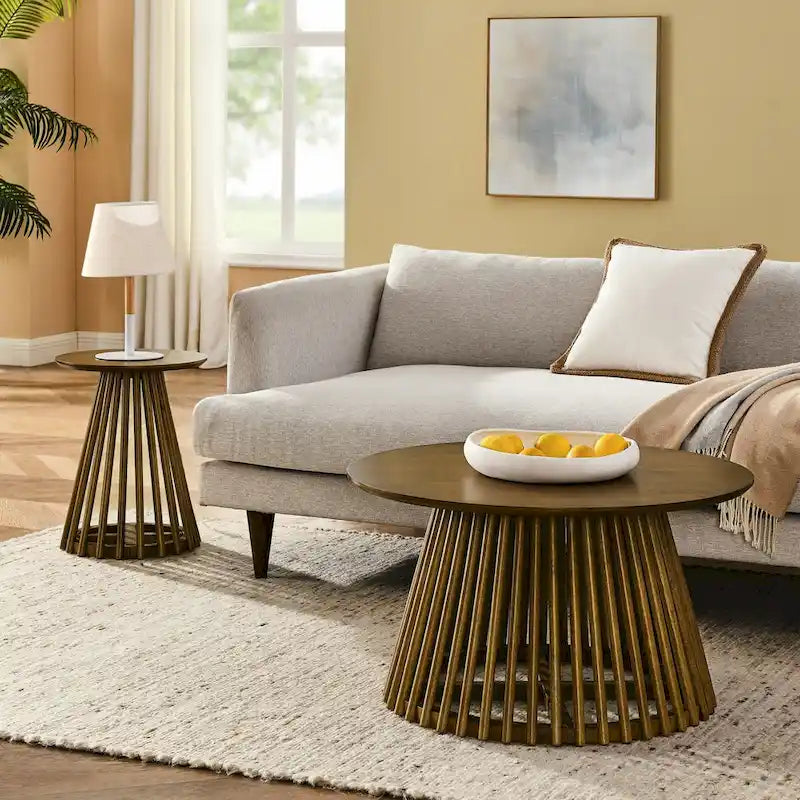 Table basse carrée en bois, profil bas, 1 place, salon, marron / noyer foncé / noir