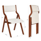 Chaise de salle à manger pliante crème et cerisier, lot de 2