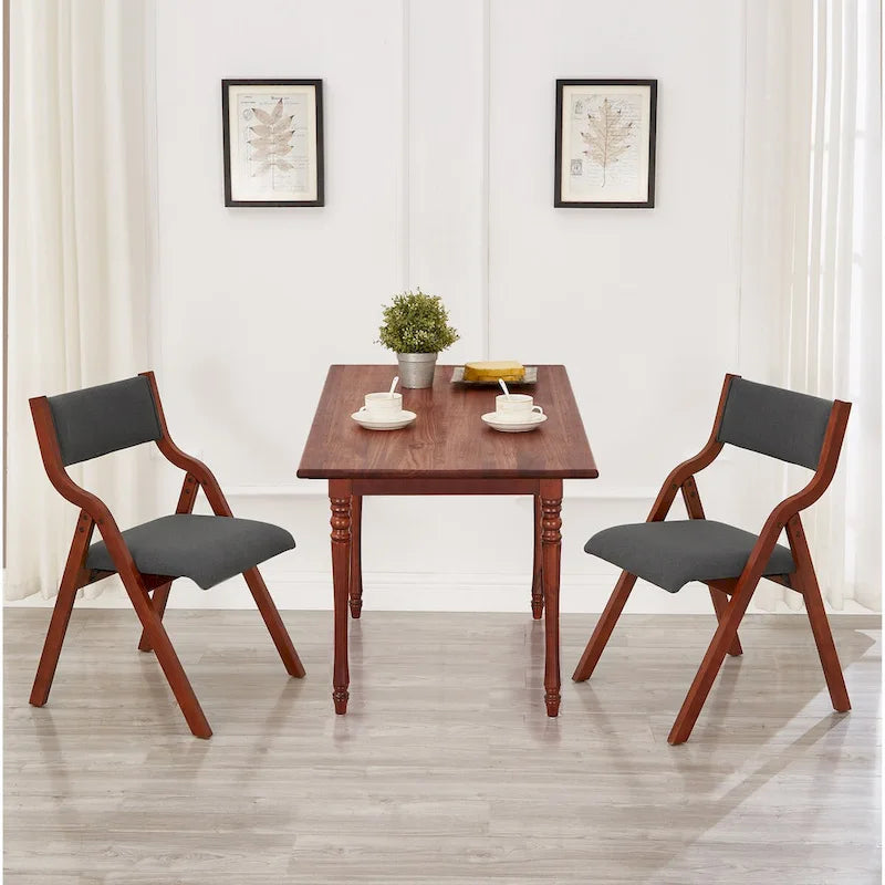 Chaise de salle à manger pliante crème et cerisier, lot de 2