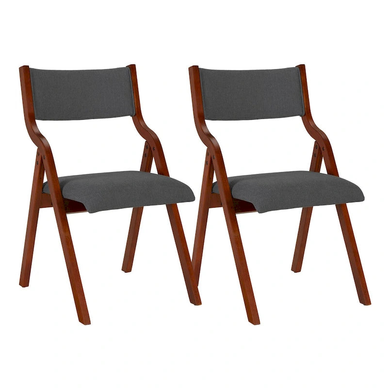 Chaise de salle à manger pliante crème et cerisier, lot de 2