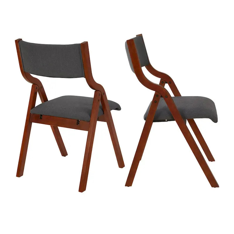 Chaise de salle à manger pliante crème et cerisier, lot de 2