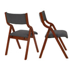 Chaise de salle à manger pliante crème et cerisier, lot de 2