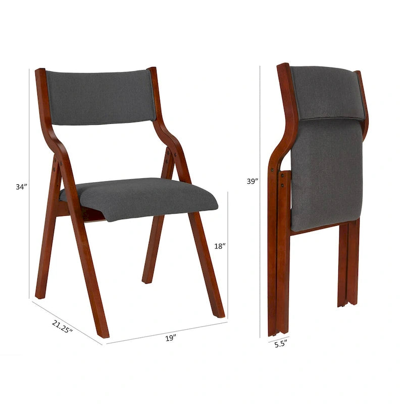 Chaise de salle à manger pliante crème et cerisier, lot de 2