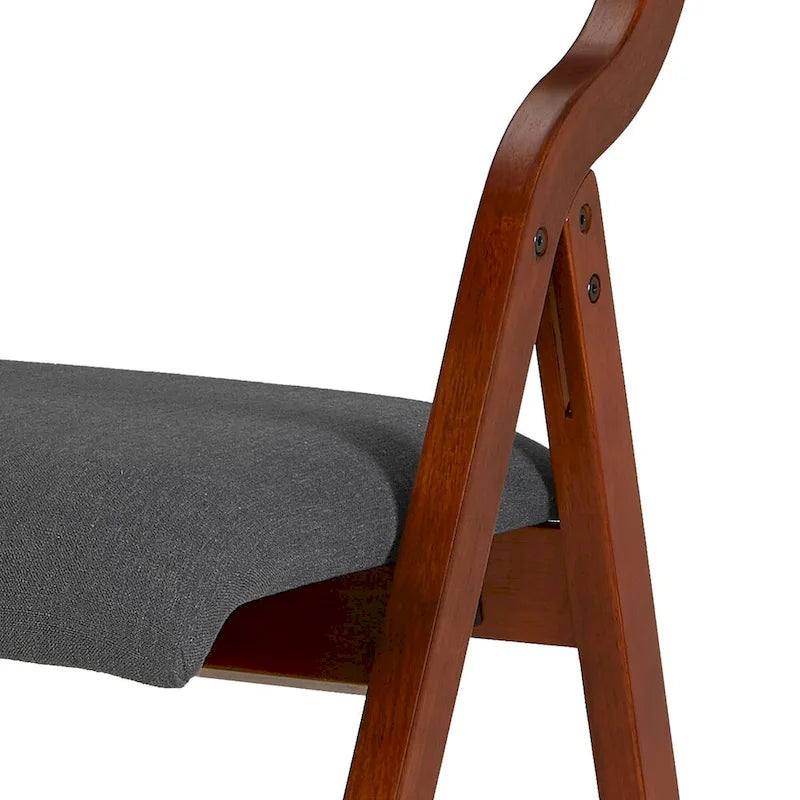 Chaise de salle à manger pliante crème et cerisier, lot de 2