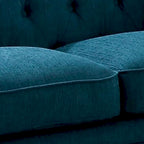 Causeuse capitonnée bleue avec garniture cloutée, 2 places