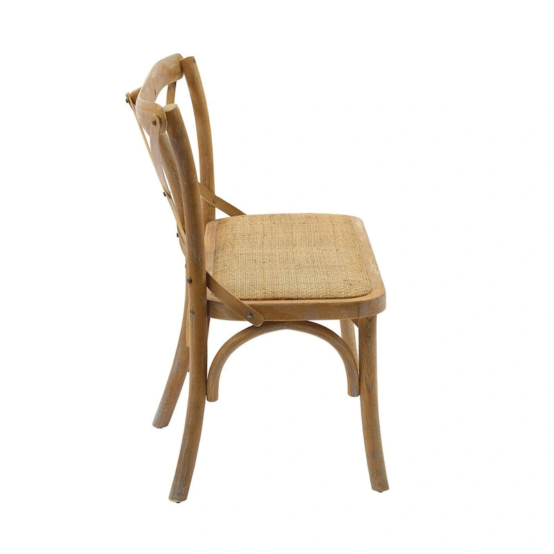 Banc X-arrière en rotin marron antique, 2 places
