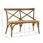 Banc X-arrière en rotin marron antique, 2 places