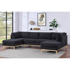Canapé d'angle en sherpa noir en forme de U avec double méridienne, 4 à 6 places