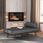 Méridienne Mid-Century 1 place anthracite / bleu marine / beige
