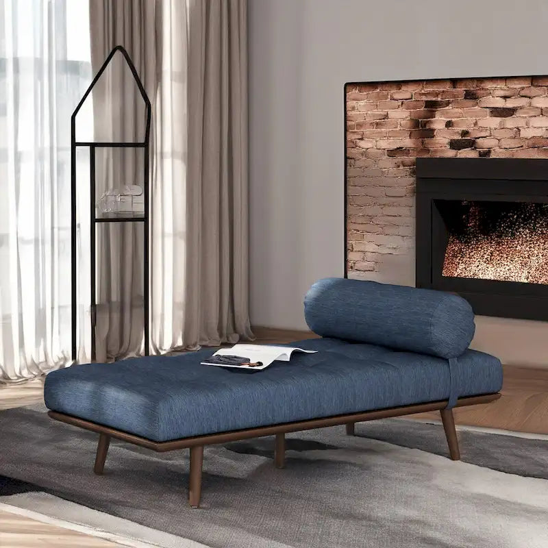 Méridienne Mid-Century 1 place anthracite / bleu marine / beige