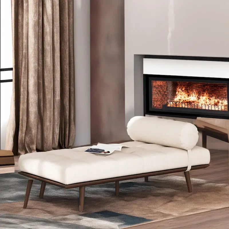 Méridienne Mid-Century 1 place anthracite / bleu marine / beige
