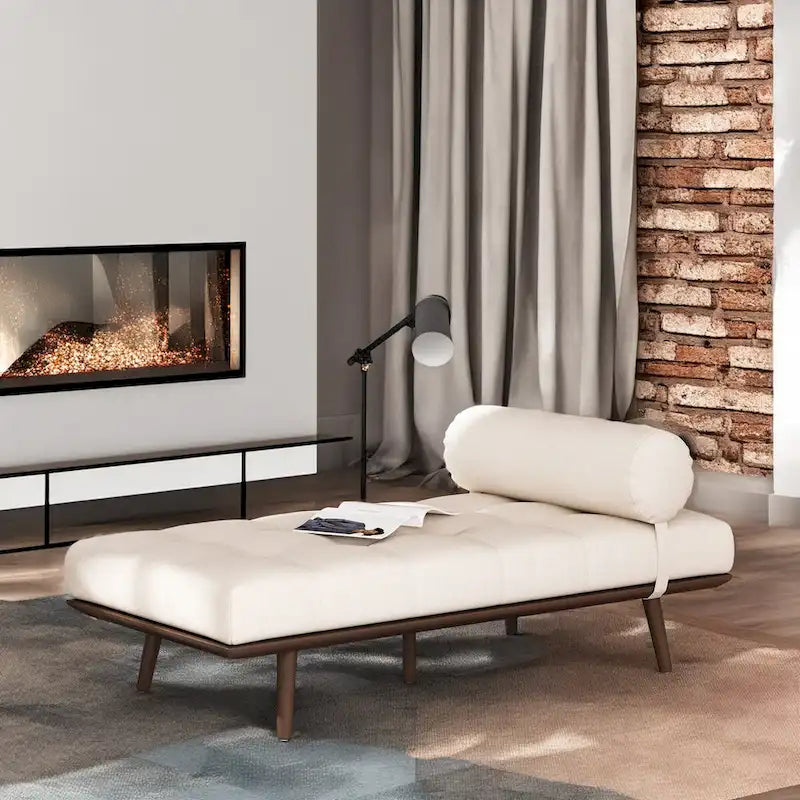 Méridienne Mid-Century 1 place anthracite / bleu marine / beige