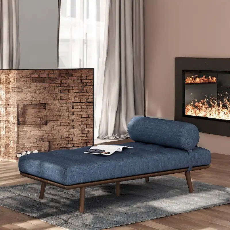 Méridienne Mid-Century 1 place anthracite / bleu marine / beige