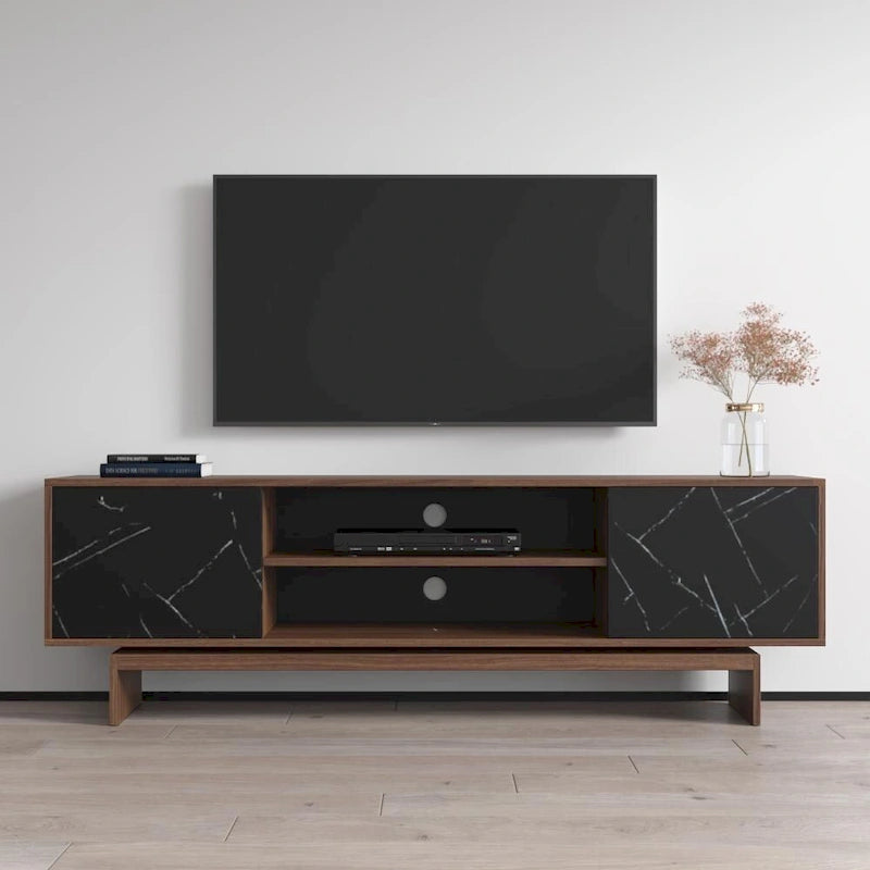 Meuble TV bas Noyer/Noir et Blanc, convient jusqu'à 80"