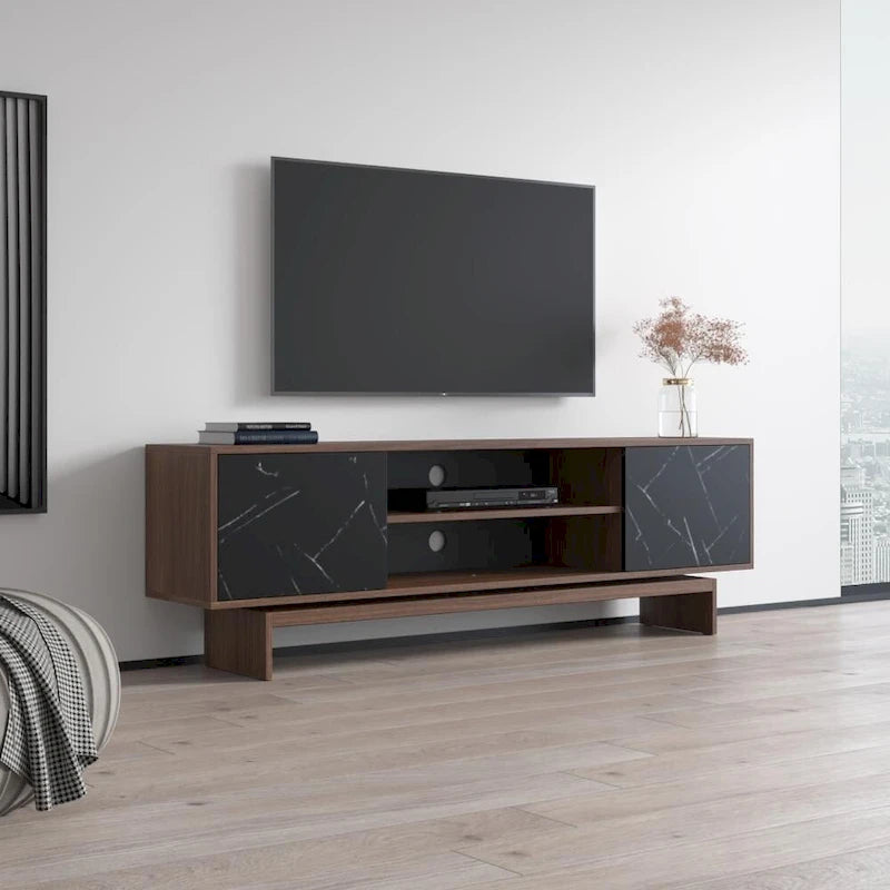 Meuble TV bas Noyer/Noir et Blanc, convient jusqu'à 80"