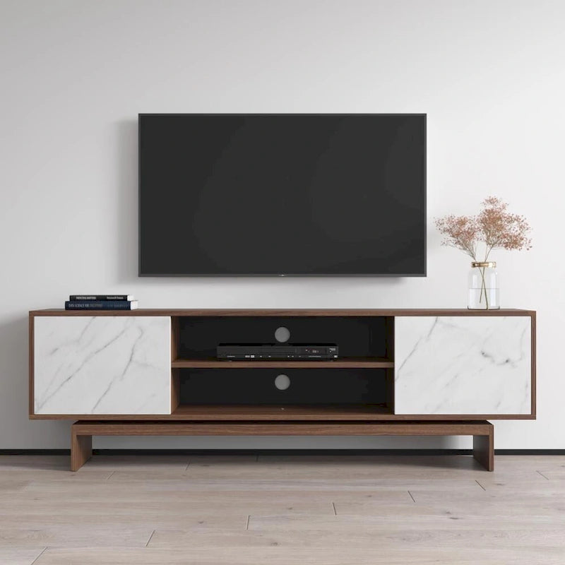 Meuble TV bas Noyer/Noir et Blanc, convient jusqu'à 80"