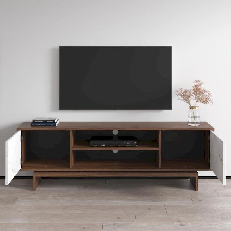 Meuble TV bas Noyer/Noir et Blanc, convient jusqu'à 80"
