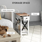 Table d'appoint blanche avec prise, 2 ports USB et étagères – 1 personne