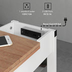 Table d'appoint blanche avec prise, 2 ports USB et étagères – 1 personne