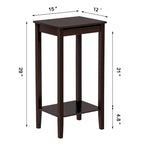 Table d'appoint à 2 niveaux en bois, coloris café foncé, simple