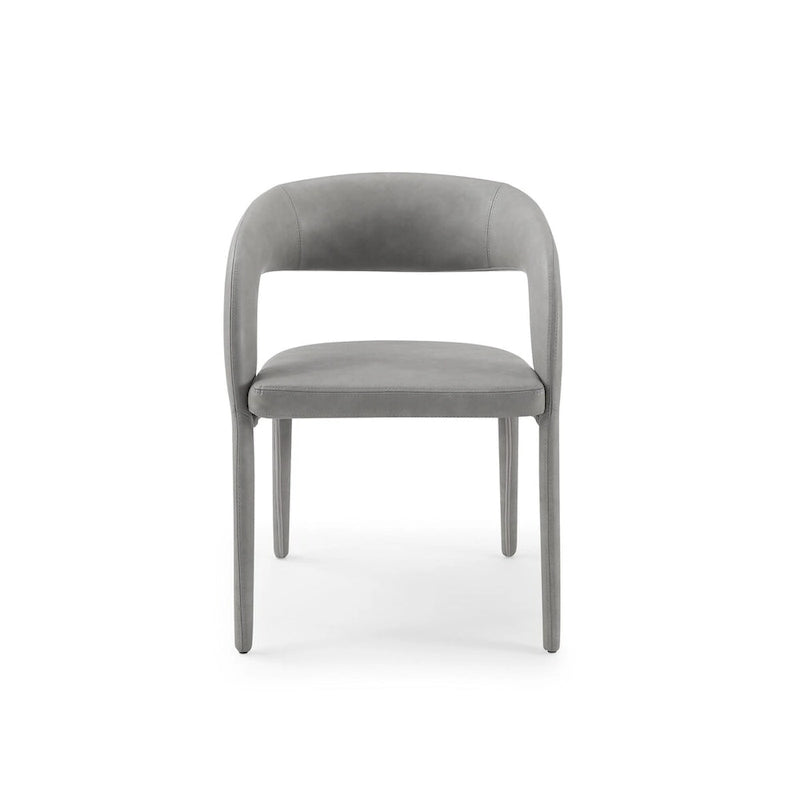 Chaise de salle à manger en similicuir gris, style moderne, 1 place