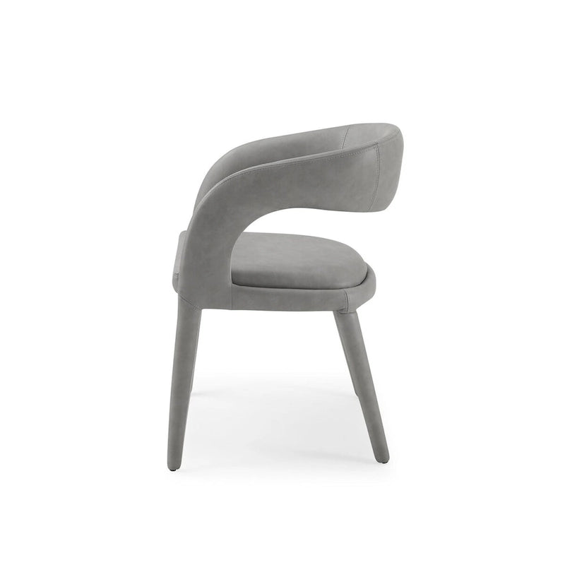 Chaise de salle à manger en similicuir gris, style moderne, 1 place
