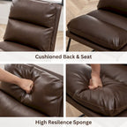 Chaise de salle à manger tapissée en tissu marron/blanc cassé avec piètement luge, lot de 2